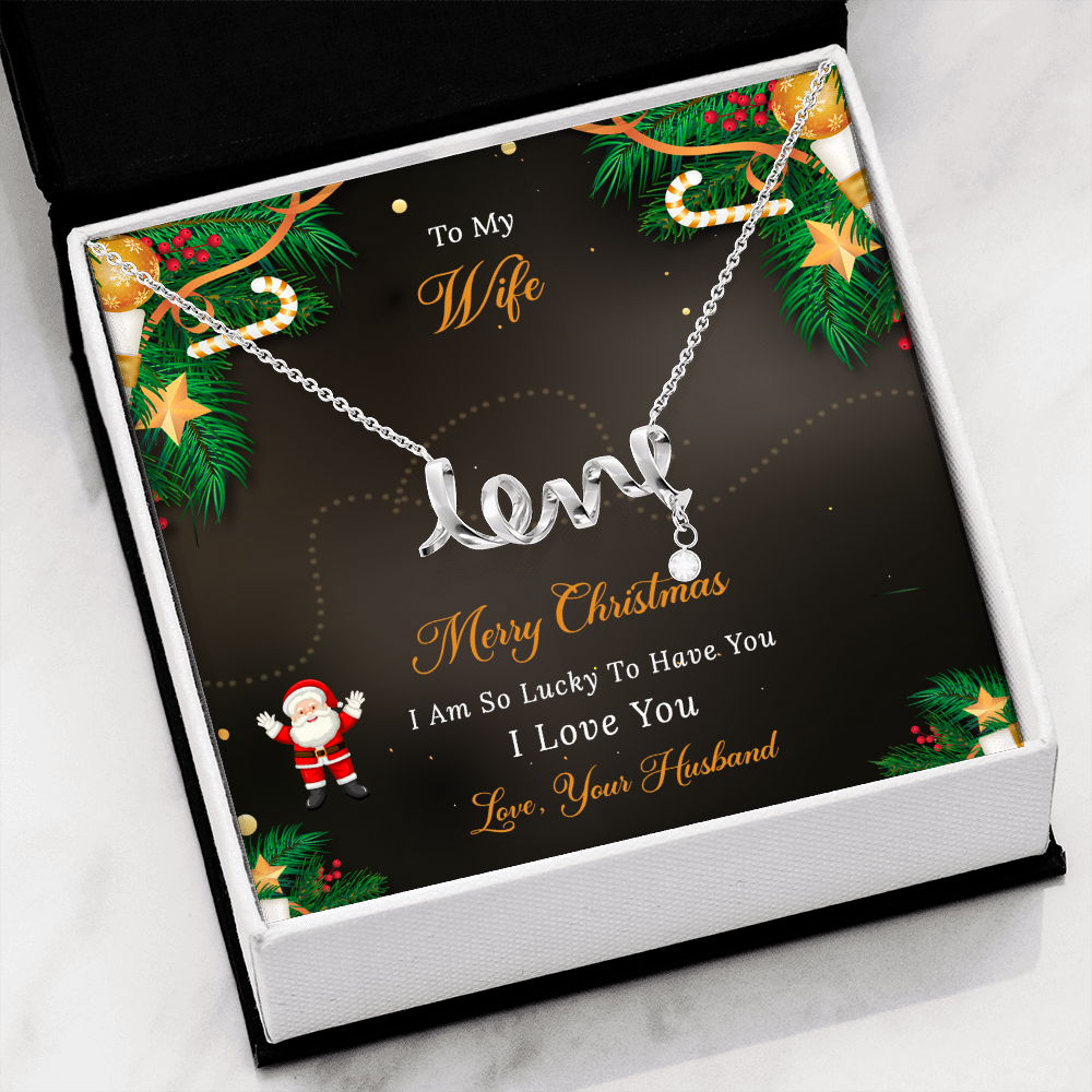 Scripted Love Necklace with Personalized Christmas Themed Message Card
