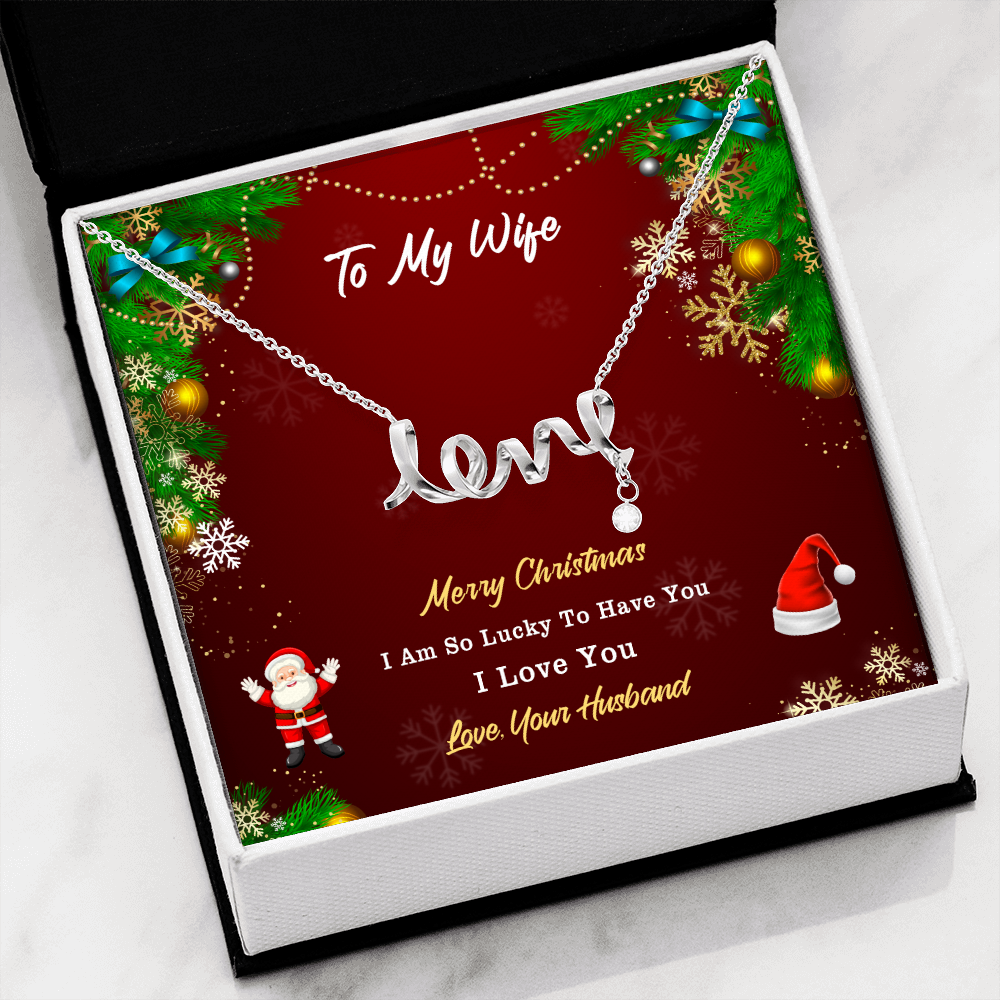 Scripted Love Necklace Santa Themed Personalized Message Card