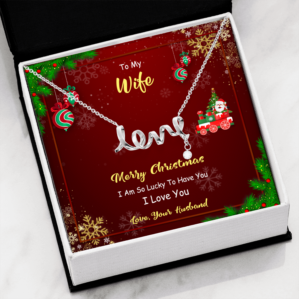 Scripted Love Necklace with Christmas Themed Personalized Message Card