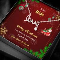Load image into Gallery viewer, Scripted Love Necklace with Christmas Themed Personalized Message Card
