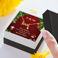 Load image into Gallery viewer, Scripted Love Necklace Santa Themed Personalized Message Card
