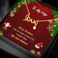 Load image into Gallery viewer, Scripted Love Necklace Santa Themed Personalized Message Card
