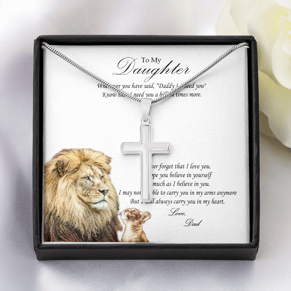 To My Daughter Gift Necklace Personalized Message Card Artisan Cross Necklace
