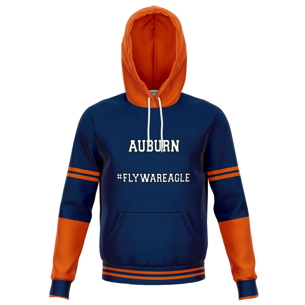 Designs by MyUtopia Shout Out:Auburn #WarEagle Fleece Lined Fashion Unisex Hoodie,XS / Blue,Fashion Hoodie - AOP