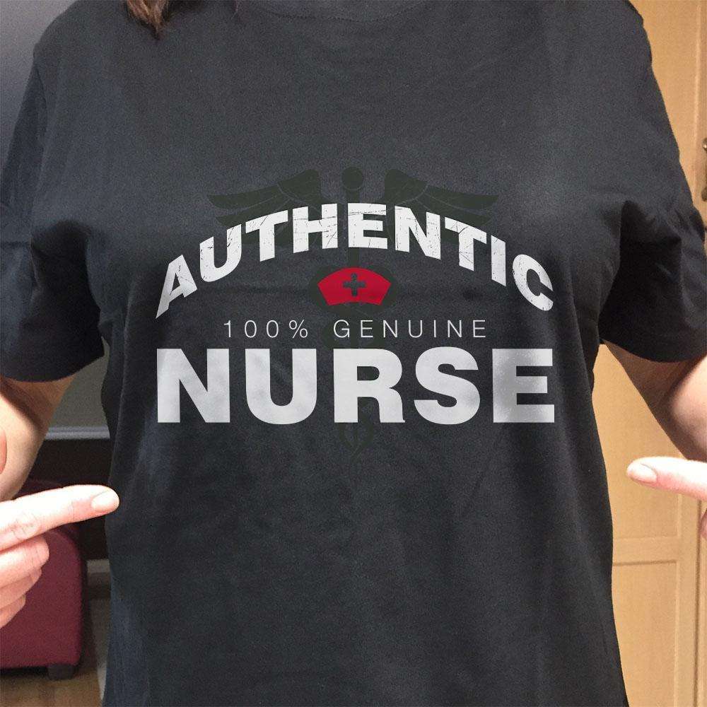 Designs by MyUtopia Shout Out:Authentic Nurse Adult Unisex Black T-Shirt