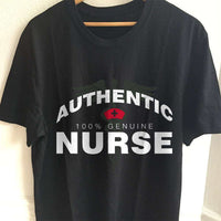 Load image into Gallery viewer, Designs by MyUtopia Shout Out:Authentic Nurse Adult Unisex Black T-Shirt,S / Black,Adult Unisex T-Shirt
