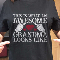 Load image into Gallery viewer, Designs by MyUtopia Shout Out:Awesome GrandMa Adult Unisex Black T-Shirt
