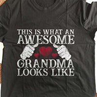 Load image into Gallery viewer, Designs by MyUtopia Shout Out:Awesome GrandMa Adult Unisex Black T-Shirt
