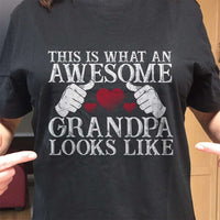 Load image into Gallery viewer, Designs by MyUtopia Shout Out:Awesome GrandPa Adult Unisex Black T-Shirt
