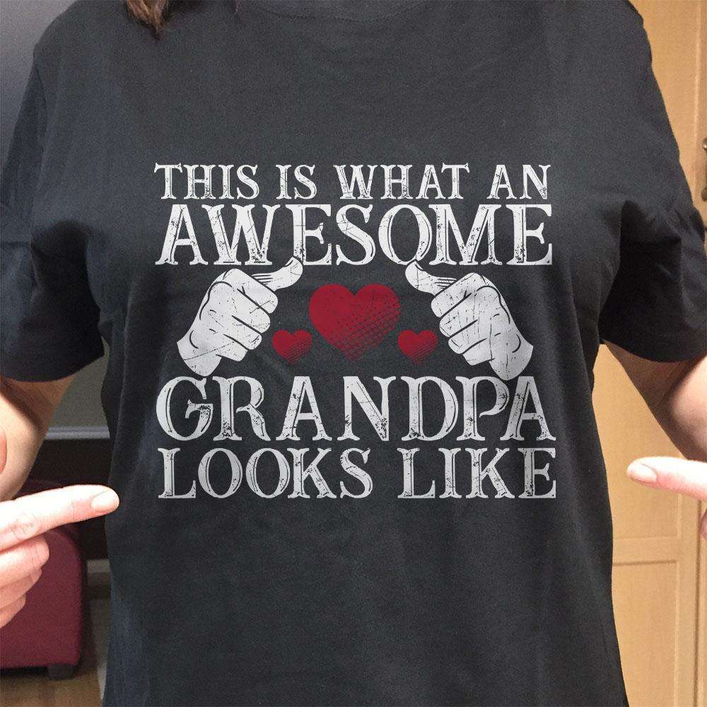 Designs by MyUtopia Shout Out:Awesome GrandPa Adult Unisex Black T-Shirt