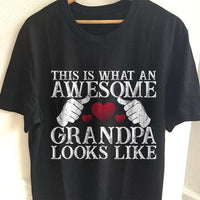 Load image into Gallery viewer, Designs by MyUtopia Shout Out:Awesome GrandPa Adult Unisex Black T-Shirt,S / Black,Adult Unisex T-Shirt
