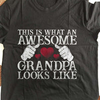 Load image into Gallery viewer, Designs by MyUtopia Shout Out:Awesome GrandPa Adult Unisex Black T-Shirt
