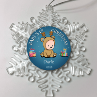 Load image into Gallery viewer, Designs by MyUtopia Shout Out:Baby Boy&#39;s First Christmas Personalized Keepsake Ornament,Snow Flake,Personalized Christmas Ornament
