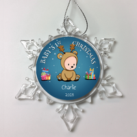 Load image into Gallery viewer, Designs by MyUtopia Shout Out:Baby Boy&#39;s First Christmas Personalized Keepsake Ornament,Snow Crystal,Personalized Christmas Ornament

