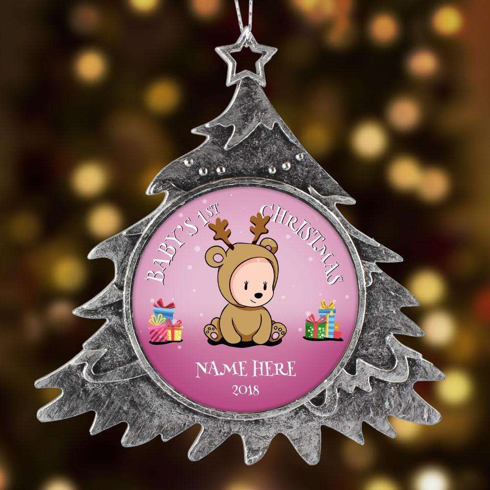 Designs by MyUtopia Shout Out:Baby Girl's First Christmas Personalized Keepsake Ornament