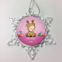 Load image into Gallery viewer, Designs by MyUtopia Shout Out:Baby Girl&#39;s First Christmas Personalized Keepsake Ornament,Snow Crystal,Personalized Christmas Ornament
