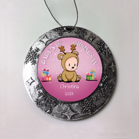 Load image into Gallery viewer, Designs by MyUtopia Shout Out:Baby Girl&#39;s First Christmas Personalized Keepsake Ornament,Round Ornament,Personalized Christmas Ornament
