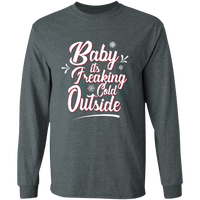 Load image into Gallery viewer, Designs by MyUtopia Shout Out:Baby It&#39;s Freaking Cold Outside - Ultra Cotton Long Sleeve T-Shirt,Dark Heather / S,Long Sleeve T-Shirts
