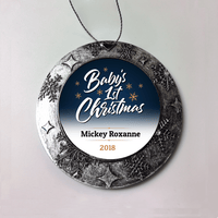 Load image into Gallery viewer, Designs by MyUtopia Shout Out:Baby&#39;s 1st Christmas Personalized Keepsake Ornament,Round Ornament,Personalized Christmas Ornament
