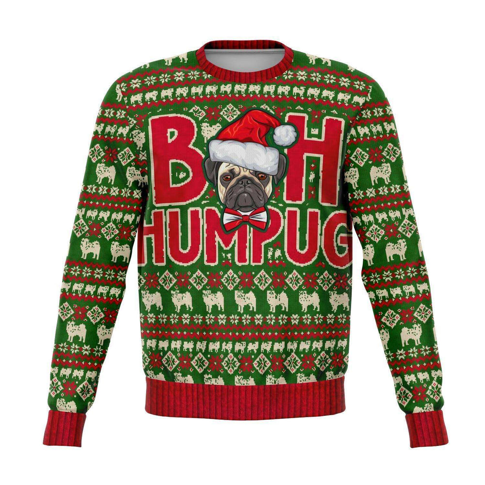 Designs by MyUtopia Shout Out:Bah Humpug Funny Christmas - Fleece Lined Fashion Sweatshirt,XS,Fashion Sweatshirt - AOP