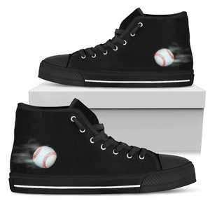 Designs by MyUtopia Shout Out:Baseball in Flight Men's High Top Sneakers