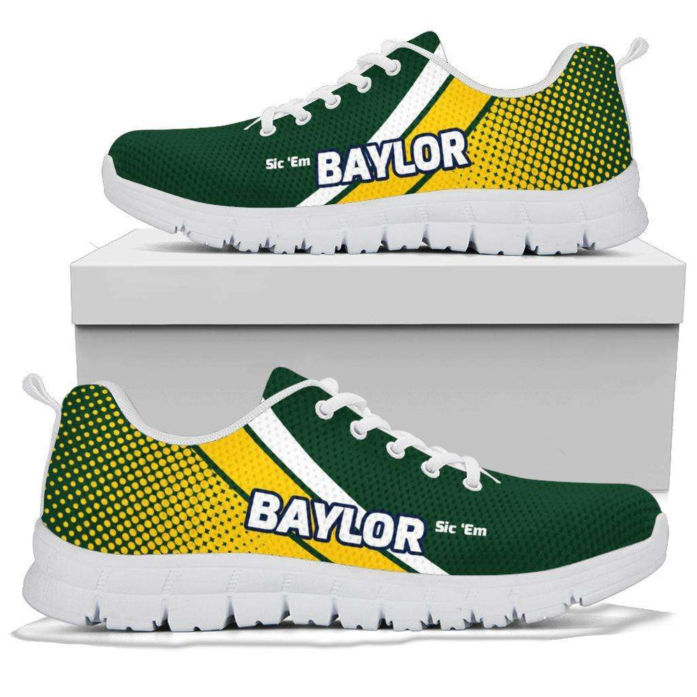 Designs by MyUtopia Shout Out:Baylor Sic 'Em Basketball Fan Breathable Mesh Fabric Running Shoes,Women's / Ladies US5 (EU35) / Green,Running Shoes