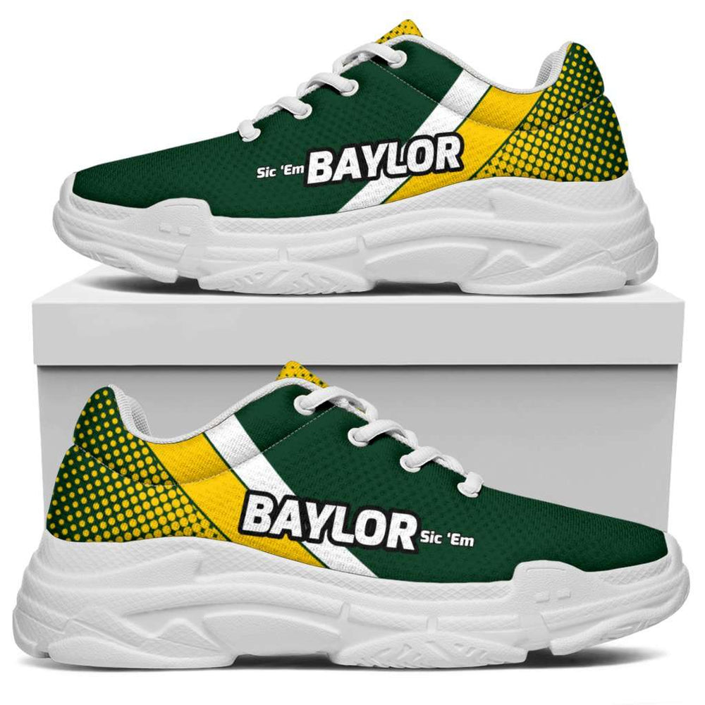 Designs by MyUtopia Shout Out:Baylor Sic 'Em Basketball Fan Chunky Walking Shoes,Women's / Ladies US5.5 (EU36) / Green,Chunky Sneakers
