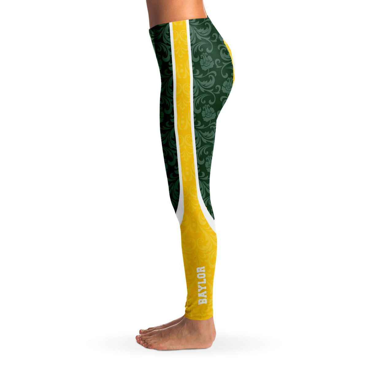 Designs by MyUtopia Shout Out:Baylor Sic 'Em Basketball Fan Fashion Leggings Yoga Workout Pants,XS / Green,Leggings - AOP