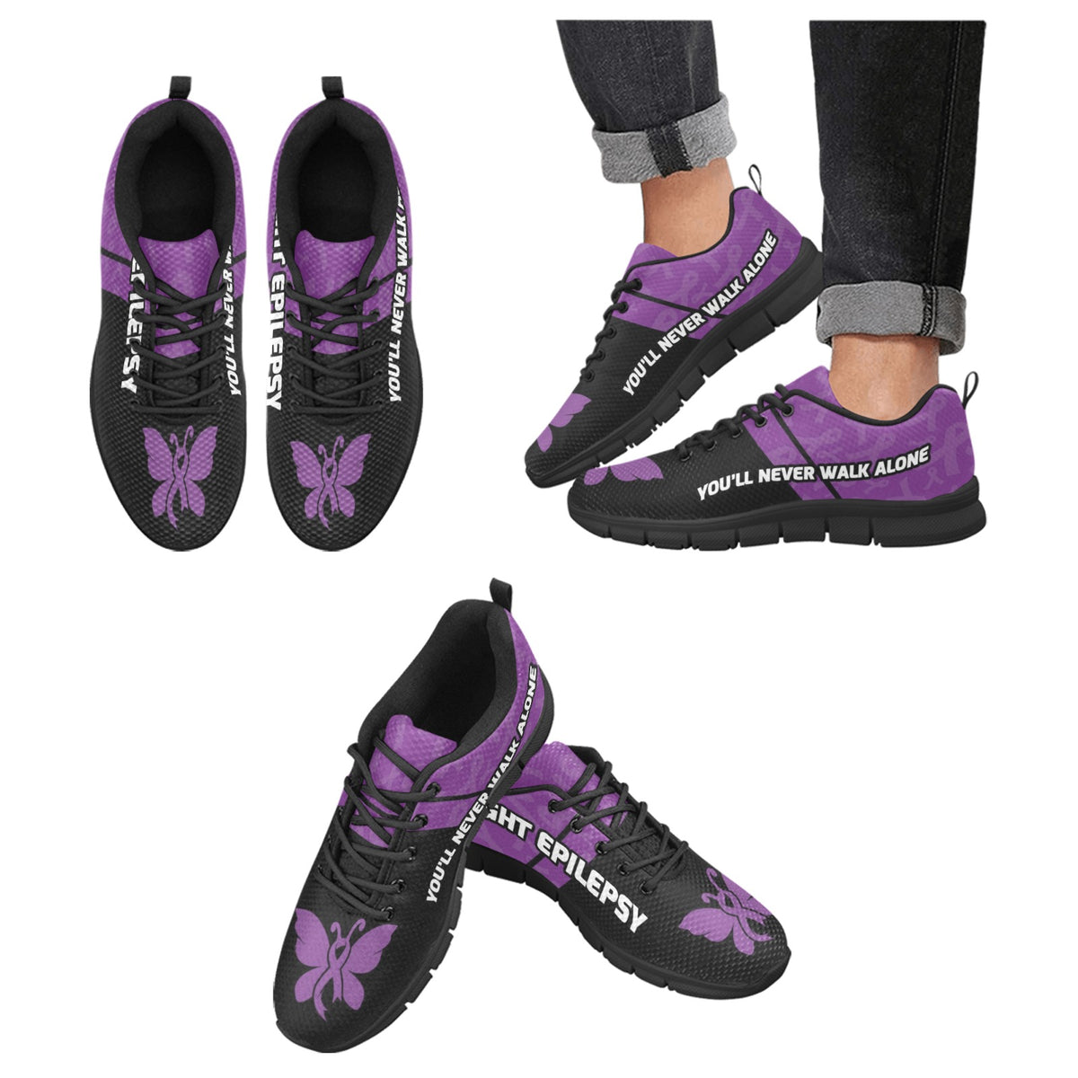 Fight Epilepsy Breathable Mesh Fabric Running Sneakers