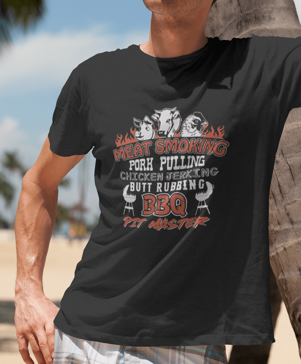 Designs by MyUtopia Shout Out:BBQ Pit Master Adult Unisex Cotton Short Sleeve T-Shirt