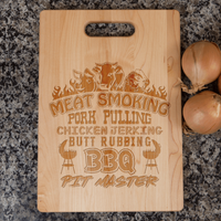 Load image into Gallery viewer, Designs by MyUtopia Shout Out:BBQ Pit Master Grilling Enthusiast Engraved Maple Cutting Board,6″ X 9″ / Maple,Cutting Board
