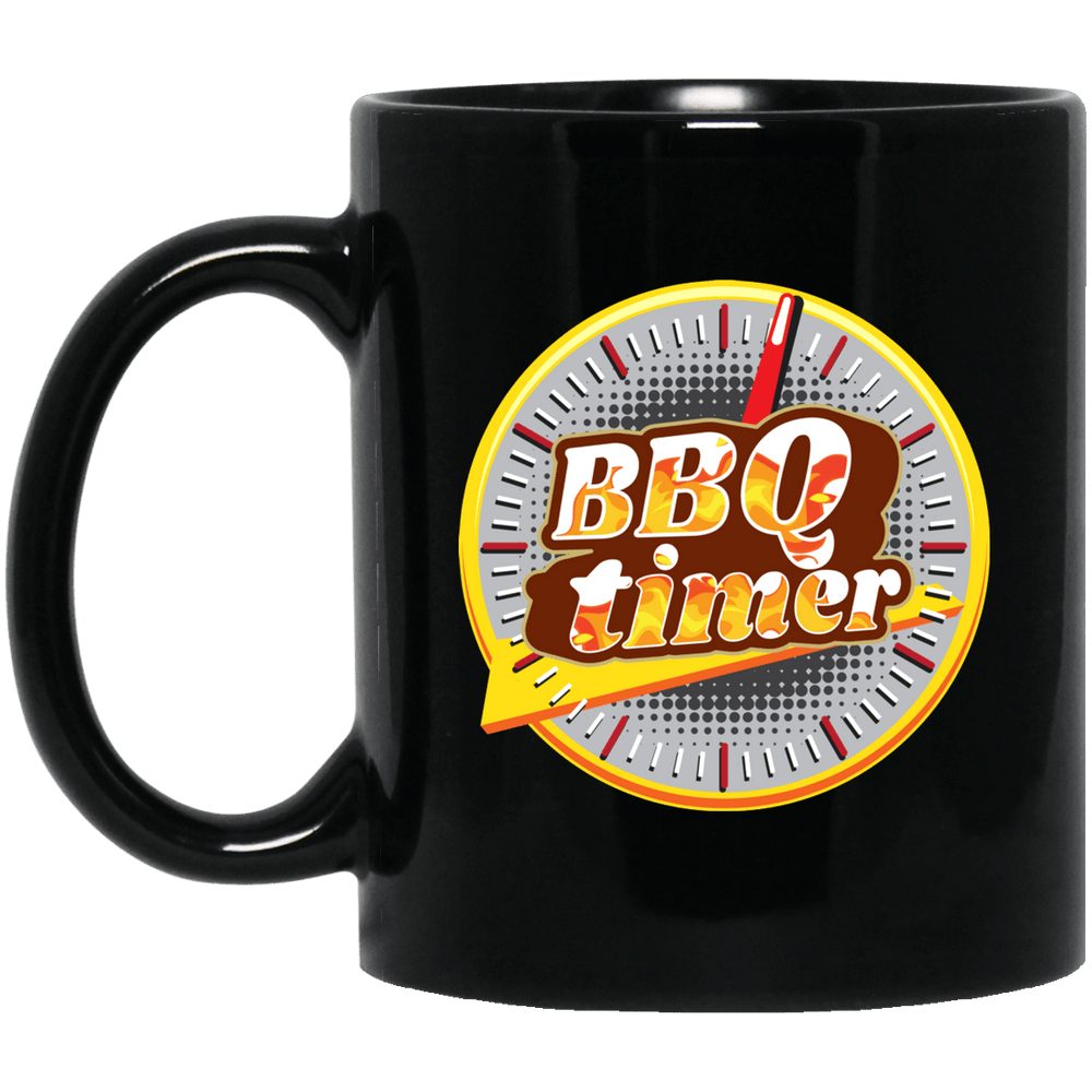 Designs by MyUtopia Shout Out:BBQ TImer 11 oz. Black Mug,Black / One Size,Ceramic Coffee Mug