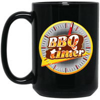 Load image into Gallery viewer, Designs by MyUtopia Shout Out:BBQ TImer Ceramic Coffee Mug - Black,15 oz / Black,Ceramic Coffee Mug
