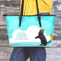 Load image into Gallery viewer, Designs by MyUtopia Shout Out:Be Fearless in the Pursuit of What Sets Your Soul on Fire - Caticorn Art Faux Leather Totebag Purse,Medium (10 T x 16 x 5) / Turquoise,tote bag purse
