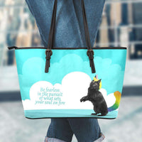 Load image into Gallery viewer, Designs by MyUtopia Shout Out:Be Fearless in the Pursuit of What Sets Your Soul on Fire - Caticorn Art Faux Leather Totebag Purse,Large (11 T x 17 x 6) / Turquoise,tote bag purse
