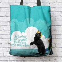 Load image into Gallery viewer, Designs by MyUtopia Shout Out:Be Fearless in the Pursuit of What Sets Your Soul on Fire - Caticorn Art Totebag
