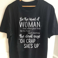 Load image into Gallery viewer, Designs by MyUtopia Shout Out:Be The Kind of Woman That Scares The Devil Adult Unisex T-Shirt,S / Black,Adult Unisex T-Shirt
