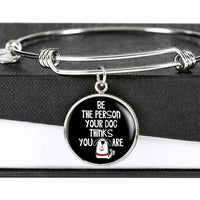 Load image into Gallery viewer, Designs by MyUtopia Shout Out:Be The Person Your Dog Thinks You Are Engravable Keepsake Bangle Round Bracelet,Silver / No,Bracelets

