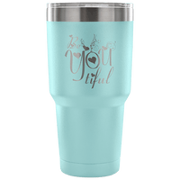 Load image into Gallery viewer, Designs by MyUtopia Shout Out:Be YOU Tiful Engraved Insulated Double Wall Steel Tumbler Travel Mug,Light Blue / 30 Oz,Polar Camel Tumbler
