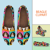Load image into Gallery viewer, Designs by MyUtopia Shout Out:Beagle Clipart Casual Canvas Slip on Shoes Women&#39;s Flats (D),US6 (EU36) / Multicolor,Slip on Flats

