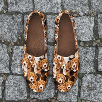 Load image into Gallery viewer, Designs by MyUtopia Shout Out:Beagle Puppies Casual Canvas Slip on Shoes Women&#39;s Flats
