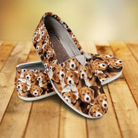 Load image into Gallery viewer, Designs by MyUtopia Shout Out:Beagle Puppies Casual Canvas Slip on Shoes Women&#39;s Flats,US6 (EU36) / Brown,Slip on Flats
