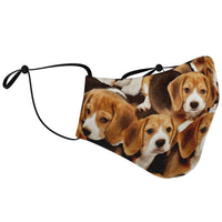Load image into Gallery viewer, Designs by MyUtopia Shout Out:Beagle Puppies Fitted Fabric Face Mask with adjustable ear loops
