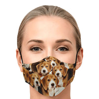 Load image into Gallery viewer, Designs by MyUtopia Shout Out:Beagle Puppies Fitted Fabric Face Mask with adjustable ear loops
