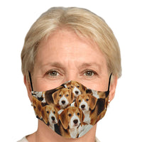 Load image into Gallery viewer, Designs by MyUtopia Shout Out:Beagle Puppies Fitted Fabric Face Mask with adjustable ear loops
