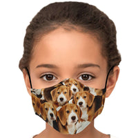 Load image into Gallery viewer, Designs by MyUtopia Shout Out:Beagle Puppies Fitted Fabric Face Mask with adjustable ear loops,Youth / Single / No filters,Fabric Face Mask
