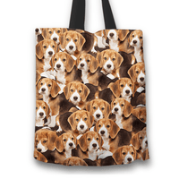Load image into Gallery viewer, Designs by MyUtopia Shout Out:Beagles all over print Dog Collage Fabric Totebag Reusable Shopping Tote,Beagle Puppy Collage,Reusable Fabric Shopping Tote Bag
