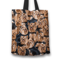 Load image into Gallery viewer, Designs by MyUtopia Shout Out:Beagles all over print Dog Collage Fabric Totebag Reusable Shopping Tote,Yorkshire Terrier Collage,Reusable Fabric Shopping Tote Bag
