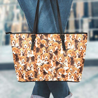 Load image into Gallery viewer, Designs by MyUtopia Shout Out:Beagles All Over Print Faux Leather Totebag Purse,Large (11 x 17 x 6) / Brown,tote bag purse
