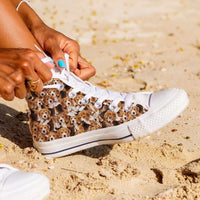 Load image into Gallery viewer, Designs by MyUtopia Shout Out:Beagles Canvas Canvas High Top Shoes,Women&#39;s / Ladies 6 (EU36) / Brown,High Top Sneakers
